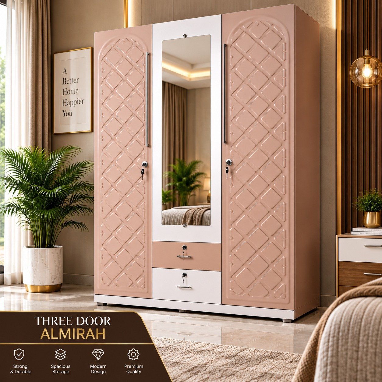 Three Door Almirah - Golden Tree